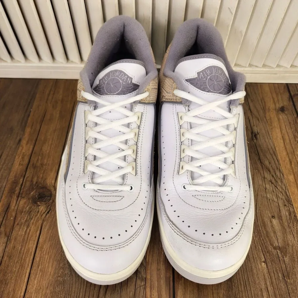 Nike Air Jordan 2 Retro Low Sneakers Mens Sz 11.5 White Python Shoes DV9956-100